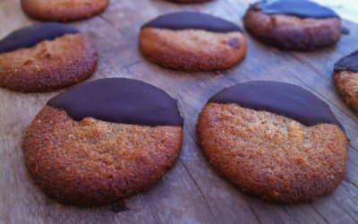 Chocolate-dipped Peanut Butter Cookies